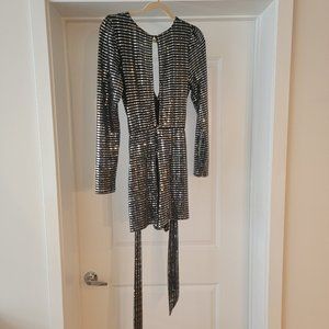 Topshop black and silver sequin romper size 6